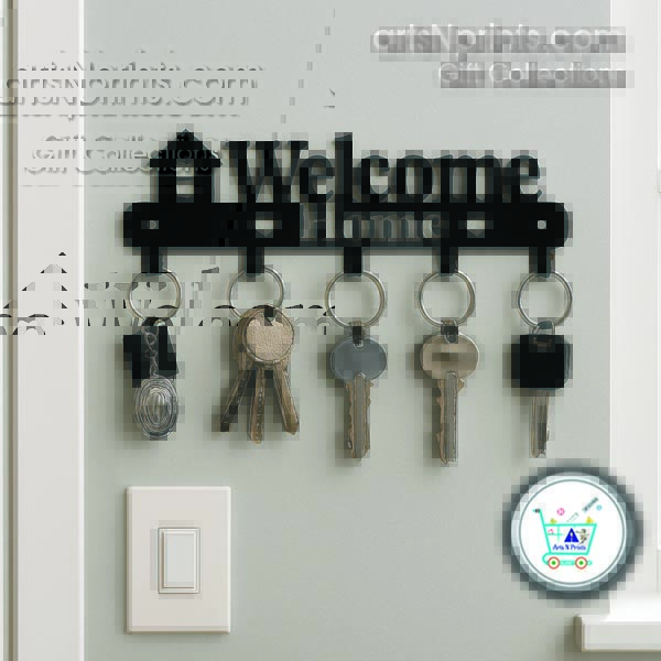 Your Story, Laser-Cut in Metal welcome home keychain holder to gift on house warming day
