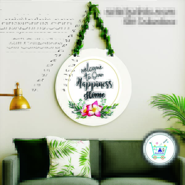 Welcome sign with leaf garland | crafted for warm entryway decor